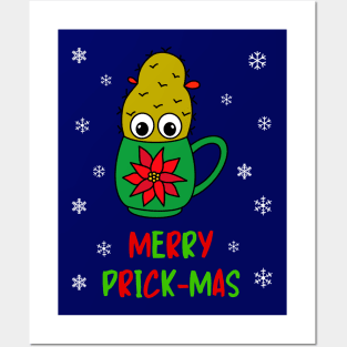 Merry Prick Mas - Small Christmas Cactus In Poinsettia Mug Posters and Art